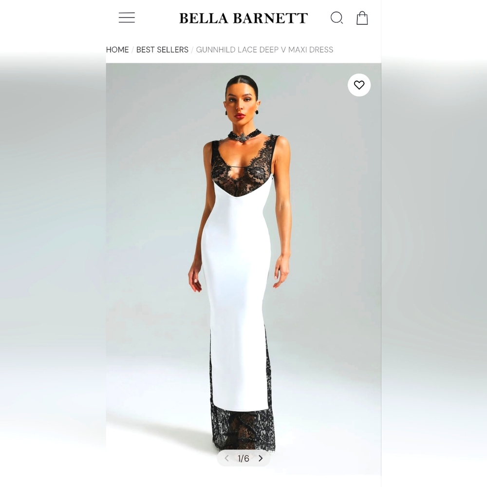 Gunnhild Lace Deep V Maxi Dress by Bella Barnett